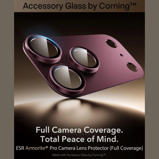 Tempered Glass iPhone 18 Pro ESR Armorite Pro Camera Lens Protector Αντιχαρακτικό Γυαλί Προστασίας για Φακό Κάμερας με Μεταλλικό Πλαίσιο - Deep Burgundy (4894240306383)