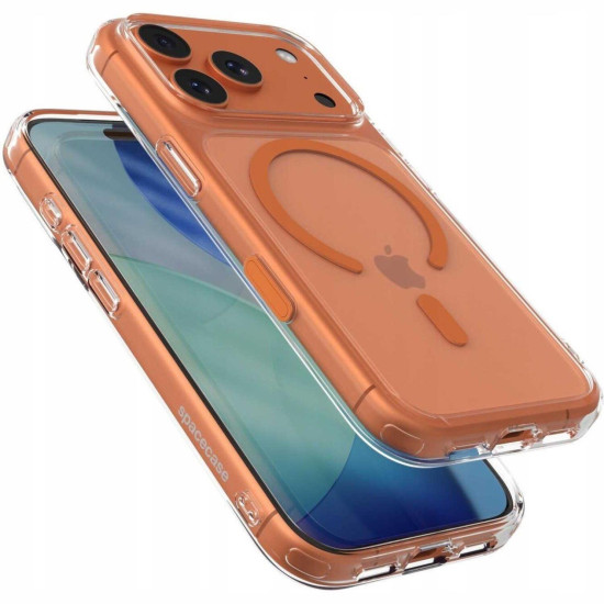 Θήκη iPhone 18 Pro / 17 Pro Spacecase Clear MagSafe Σκληρή Διάφανη με MagSafe - Orange (5905719144166)