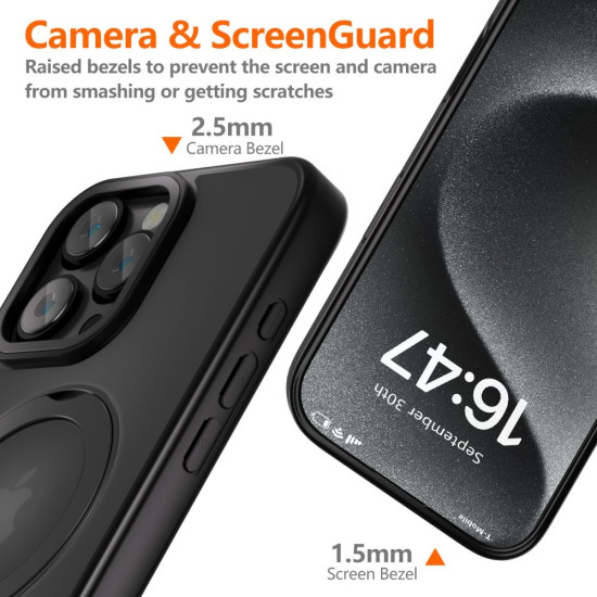 Θήκη Apple iPhone 16 Pro Max - Tech-Protect MagRing Σκληρή Ημιδιάφανη με MagSafe & KickStand - Matte Black (5906302311576)