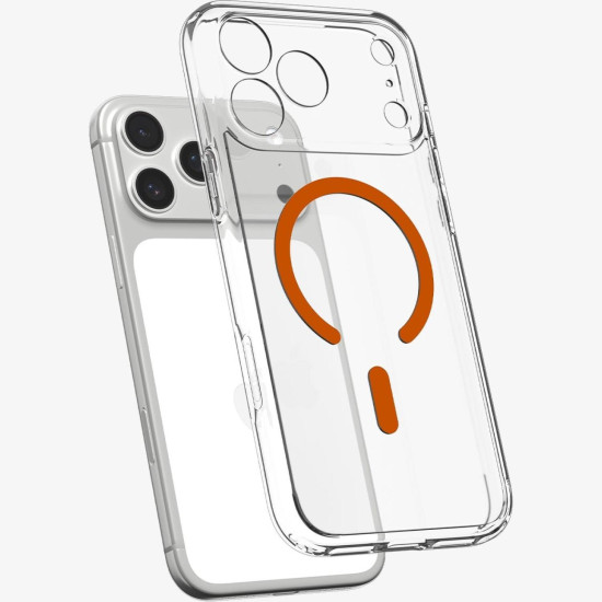 Θήκη iPhone 18 Pro Max / 17 Pro Max Spigen Ultra Hybrid MagFit Ανθεκτική Σκληρή με MagSafe - Clear / Orange (ACS12122)