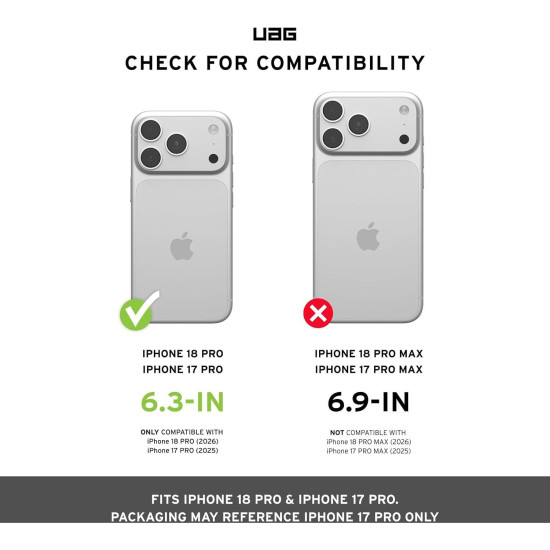 Θήκη iPhone 18 Pro / 17 Pro UAG Plasma XTE Ανθεκτική με MagSafe & Kickstand - Black / Clear (11452711404G)