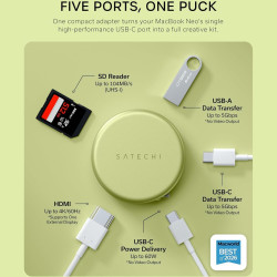 Αντάπτορας Satechi OntheGo 5-in-1 Multiport Adapter Μαγνητικό MagSafe Type-C (male) σε 1 x Type-C 60W / 1 x Type-C 3.2 5Gbps / 1 x USB-A 3.2 5Gbps / 1 x SD / 1 x HDMI 4K - Citrus (ST-POTG5Y)