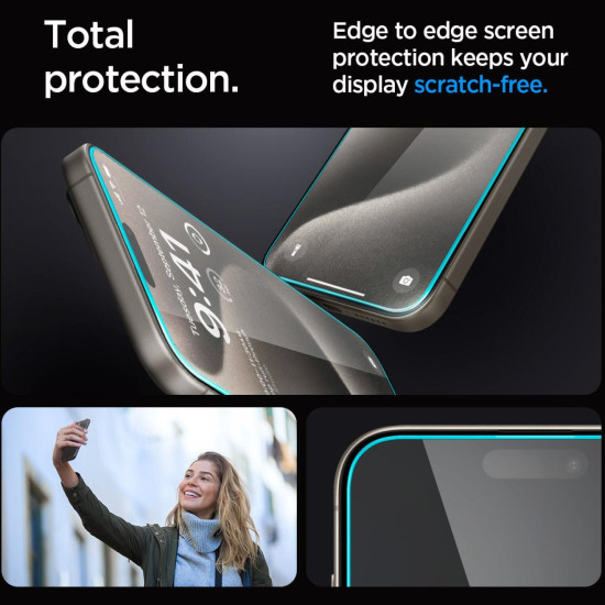 Tempered Glass iPhone 15 Pro Spigen GLAS.tR EZ Fit Αντιχαρακτικό Γυαλί Προστασίας Οθόνης 2 Τεμάχια - Clear (AGL06892)