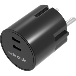 Φορτιστής Mobile Origin Charger Plug PW33 GaN Γρήγορος Ταξιδιού / Αντάπτορας με 2 x Type-C 30W - Black (MO-PW33-BLK)