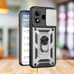 Θήκη Xiaomi Redmi Note 17 Bodycell Armor Slide Ανθεκτική με Κάλυμμα για την Κάμερα & Μεταλλικό Ring Holder - Silver (5206015087806)