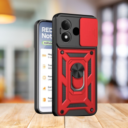 Θήκη Xiaomi Redmi Note 17 Bodycell Armor Slide Ανθεκτική με Κάλυμμα για την Κάμερα & Μεταλλικό Ring Holder - Red (5206015087790)