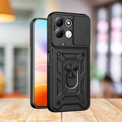 Θήκη Xiaomi Redmi 17 Bodycell Armor Slide Ανθεκτική με Κάλυμμα για την Κάμερα & Μεταλλικό Ring Holder - Black (5206015087905)
