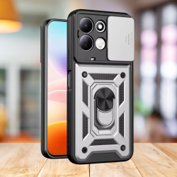 Θήκη Xiaomi Redmi 17 Bodycell Armor Slide Ανθεκτική με Κάλυμμα για την Κάμερα & Μεταλλικό Ring Holder - Silver (5206015087929)