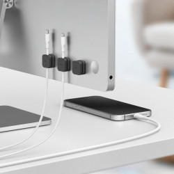 Οργανωτής Καλωδίων Uniq Pod 8-In-1 Cable Organizer Αυτοκόλλητα Clips Σιλικόνης 8 Τεμάχια - Dark Grey (UNIQ-PODBUN-DARKGREY)