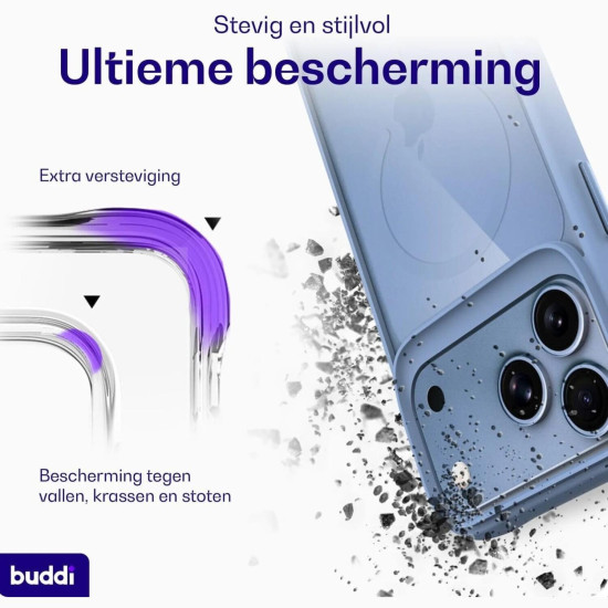 Θήκη iPhone 18 Pro Buddi Hybrid Σκληρή Διάφανη με MagSafe - Matched Blue (8719246607455)