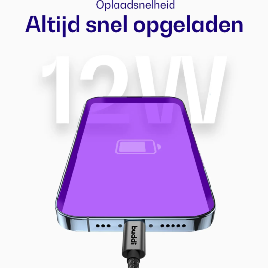 Καλώδιο USB-A Buddi Flex Φόρτισης & Μεταφοράς Δεδομένων σε Type-C 10m 12W 5 Έτη Εγγύηση - Black (8719246550706)