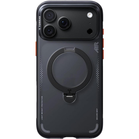 Θήκη iPhone 18 Pro Max / 17 Pro Max Torras Ostand Q3 Air Ημιδιάφανη Ανθεκτική με MagSafe & KickStand - Black (6942765592489)