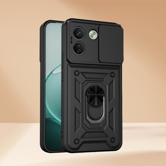Θήκη Xiaomi Redmi Note 17 Pro Max Bodycell Armor Slide Ανθεκτική με Κάλυμμα για την Κάμερα & Μεταλλικό Ring Holder - Black (5206015087875)