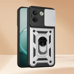 Θήκη Xiaomi Redmi Note 17 Pro Max Bodycell Armor Slide Ανθεκτική με Κάλυμμα για την Κάμερα & Μεταλλικό Ring Holder - Silver (5206015087899)
