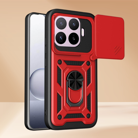 Θήκη Xiaomi 17T Pro Bodycell Armor Slide Ανθεκτική με Κάλυμμα για την Κάμερα & Μεταλλικό Ring Holder - Red (5206015087769)
