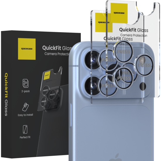 Tempered Glass iPhone 18 Pro / 18 Pro Max Spacecase QuickFit Camera Glass Αντιχαρακτικό Γυαλί Προστασίας για Φακό Κάμερας 2 Τεμάχια - Light Blue (5905719143473)