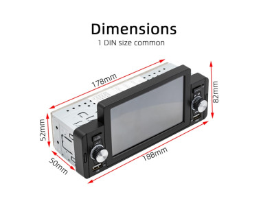Ηχοσύστημα Αυτοκινήτου 1 DIN με Οθόνη Αφής 5", CarPlay & Android Auto - Bluetooth, Mirror Link & USB (SWM 160C)