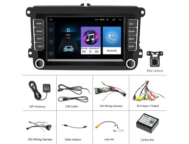 Οθόνη Android 10.0 για VW/Skoda/Seat - GPS, Bluetooth, USB & Κάμερα Οπισθοπορείας με 4 LED