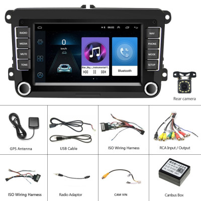 Οθόνη Android 10.0 για VW/Skoda/Seat - GPS, Bluetooth, USB & Κάμερα Οπισθοπορείας με 4 LED