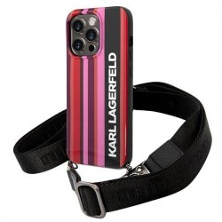 Karl Lagerfeld Color Stripes Strap Back Cover Πλαστικό με Λουράκι Ροζ (iPhone 14 Pro)